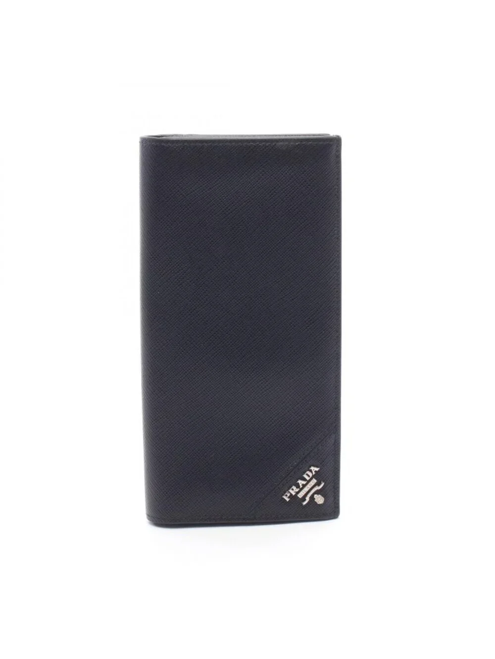 Prada Bifold Wallet Black Saffiano Leather Long Bill Holder
